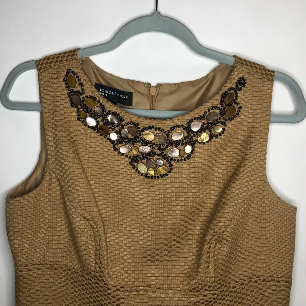 JONES NEW YORK sleeveless dress knee length gold 8 - Picture 3 of 8